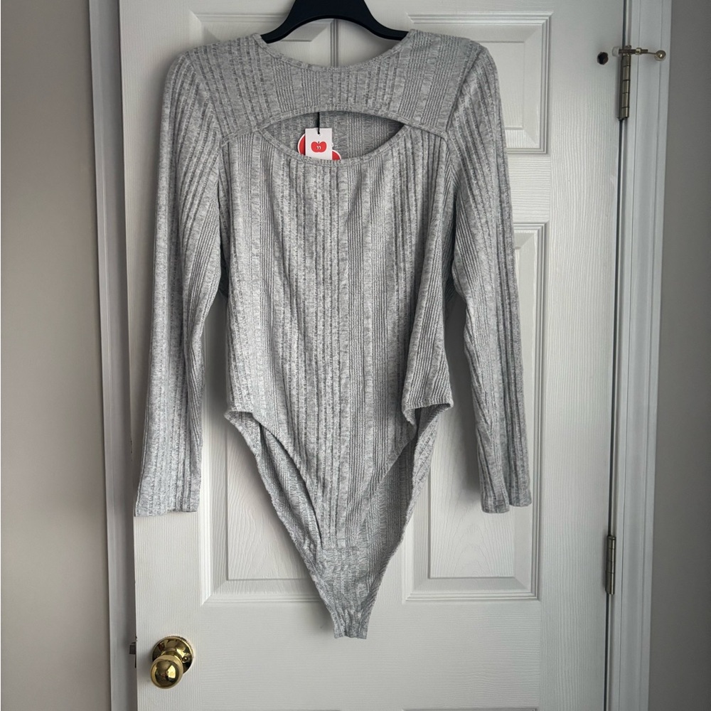 Cider Gray Ribbed Bodysuit